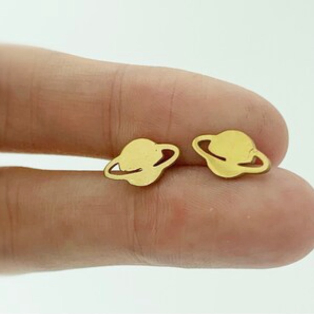 Saturn Planet Gold Earrings